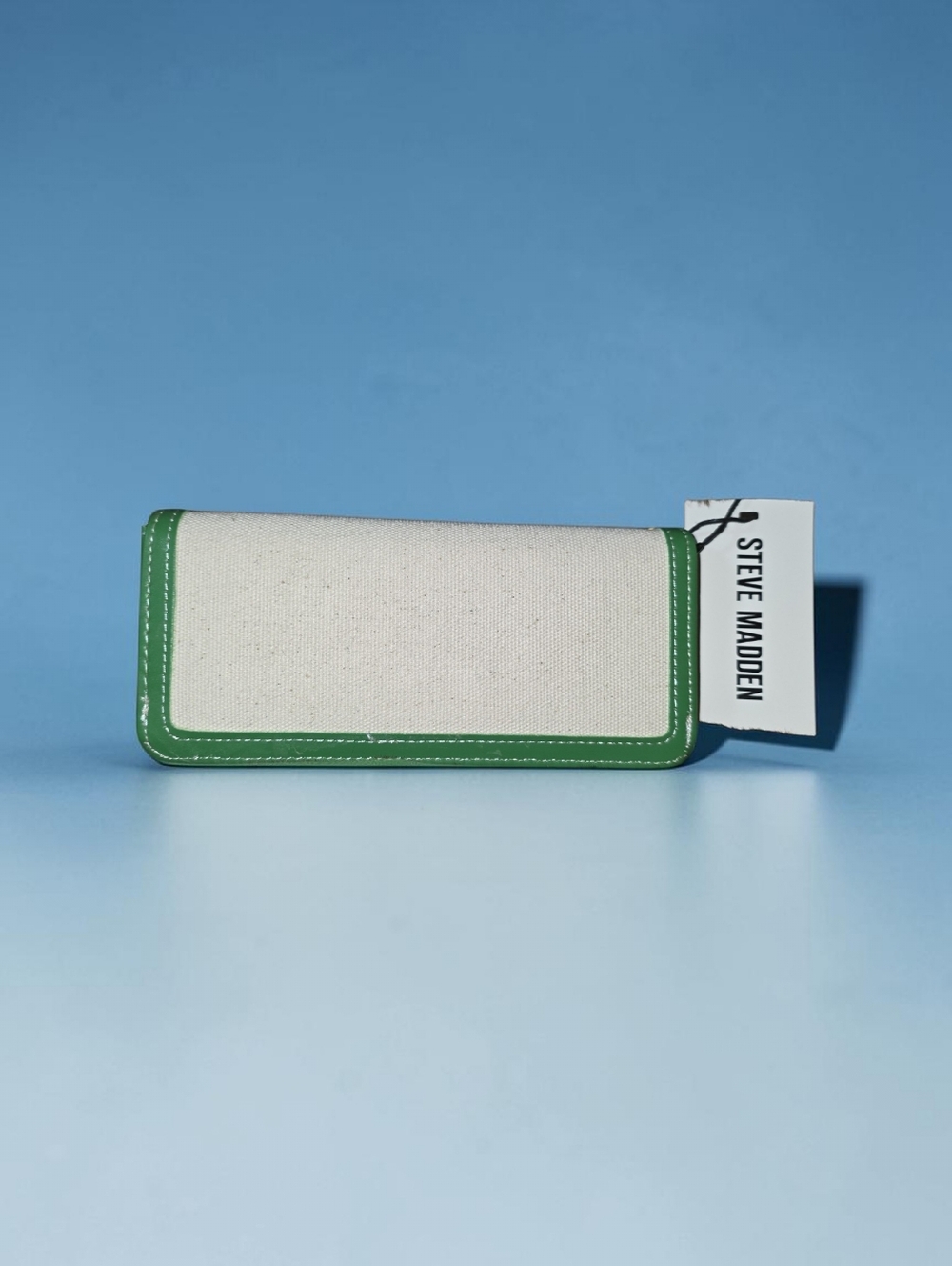 Steve Madden Green and Cream Canvas Wristlet with Gold Accent - Picture 2 of 5